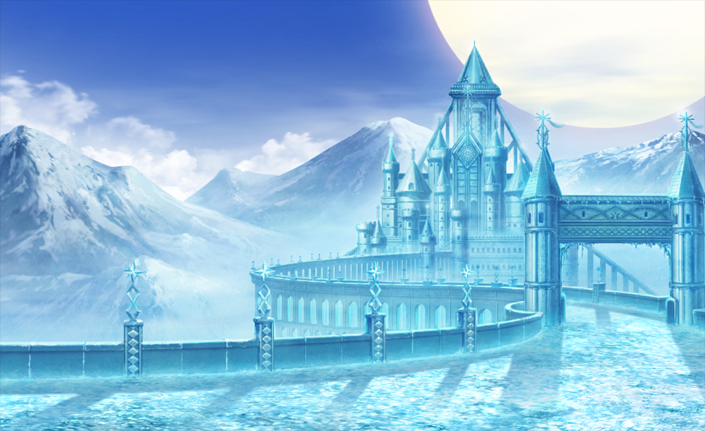 Замок в снегу. Ледяной век. Снежный замок на белом фоне. Atlas Academy FGO. Ледовый век